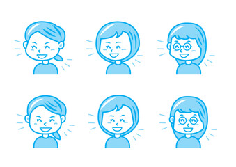 笑う女の子のイラストセット