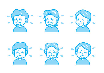 泣く女性のイラストセット