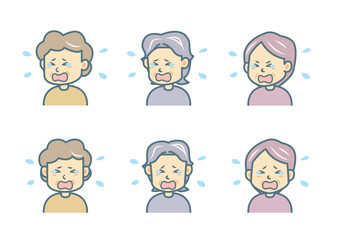 泣く女性のイラストセット