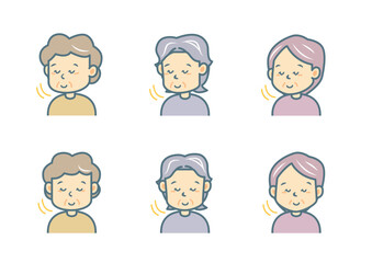 うなずく女性のイラストセット