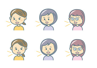 会話する女性のイラストセット