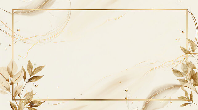 Elegant gold frame with leaves. Perfect for wedding invitations, cards, and other special occasions.