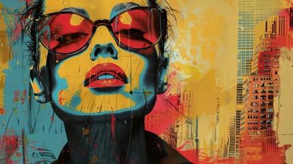 With its retro-inspired aesthetic and bold graphic elements, this abstract pop art scene captures the essence of vintage coolness and urban chic.