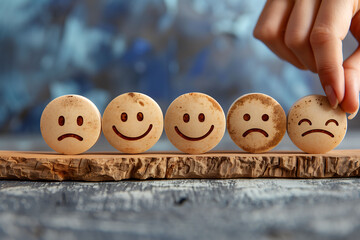 Happy faces, various face colors, mental health assessment, children's health, World Mental Health Day, Think Positive.幸せな表情、様々な表情の色,メンタルヘルス評価、子供の健康、世界メンタルヘルスデー、ポジティブに考える.Generative AI