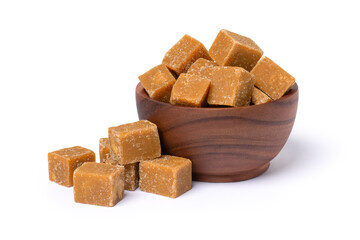 brown sugar cubes isolated on white