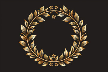 A golden laurel wreath, with a dark background.