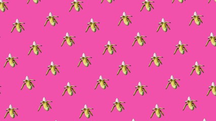 Pattern of Bananas on a Vibrant Pink Background