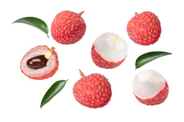 Lychee on white background	