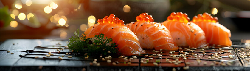 Extravagant  Luxurious Japanese Cuisine: Photo Realistic Glossy Digital Art showcasing Lavish...