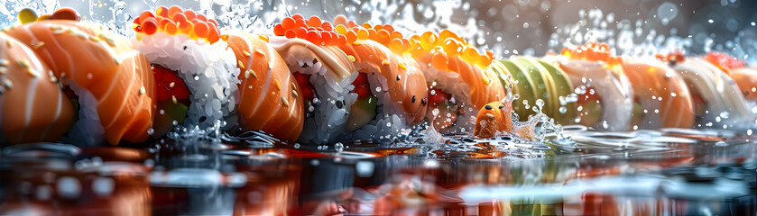 Japanese Culinary Opulence: Luxurious Photo Realistic Abstract Digital Art Capturing the Rich Flavors and Exquisite Presentation of Glossy Japanese Food for a Premium Dining Experi