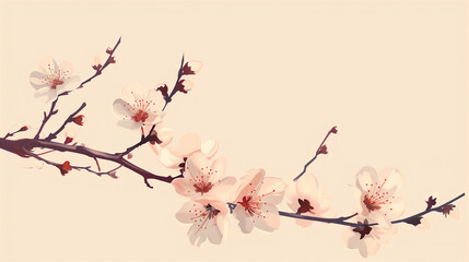 Cherry blossom against plain background