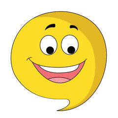 Happy thinking bubble isolated on white background