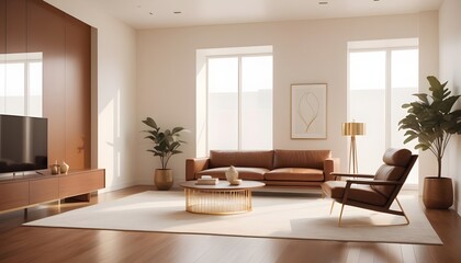 white and gold theme interior modern minimalism photo realism
