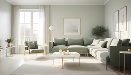 white and gold theme interior modern minimalism photo realism