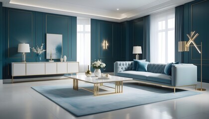 white and gold theme interior modern minimalism photo realism