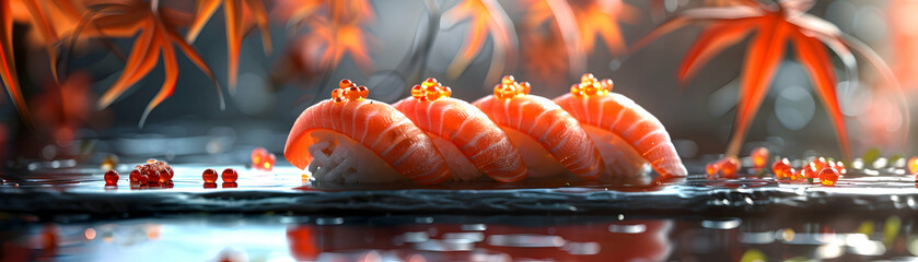 Glossy Japanese Food Splendor: Exquisite Digital Art Showcasing Luxurious Dining Experience in Photo Realistic Concept