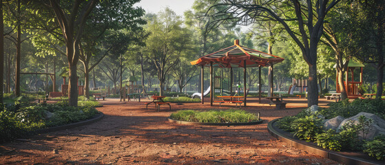Unreal Engine 3D Friendly Interaction with AI Technology, Outdoor_Park_Environment, Holographic_AI, Assisting_Activity, Children_User, Twilight_Time, Casual_Interaction, Soft_Lighting_Visual_Effects,
