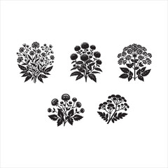 Ageratum  flower silhouette vector icon graphic logo ai generated design