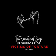 United Nations International Day in Support of Victims of Torture. Vector illustration. Observed on vector graphic of a pensive child in pain alone, perfect for international day