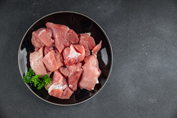 raw pork meat pulp fresh cooking appetizer meal food snack on the table copy space food background rustic top view