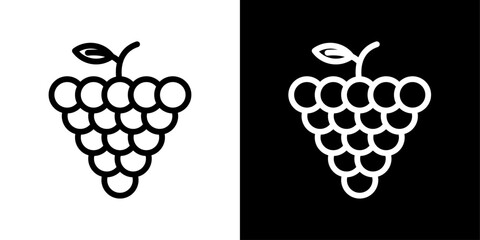 Grape icon set. Vineyard grape vector symbol and fruit cluster icon.