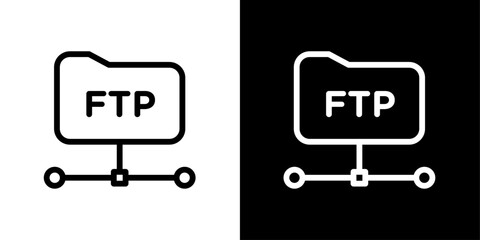 FTP icon set. Data server vector symbol and internet transfer protocol icon.