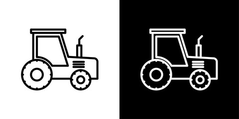 Tractor icon set. Agricultural machinery vector symbol and farming equipment icon.