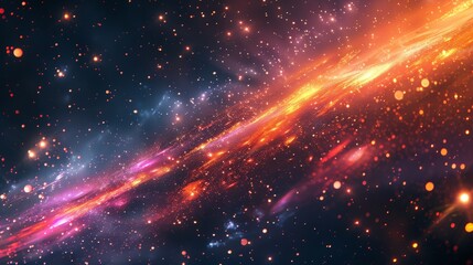 A galaxy pattern illustration where bold, bright streaks of interstellar light cut across a backdrop of rich, dark hues, symbolizing the dynamic nature of the cosmos.