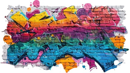 Vibrant SprayPainted Steak Slices Graffiti Street Art on Brick Wall