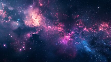 Fototapeta premium A cosmic pattern design that integrates repeating motifs of stars and galaxies, creating a seamless and visually appealing representation of the universe.