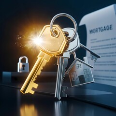 Loan, investment, real estate, and property concept - close-up of house keys. 3D rendering