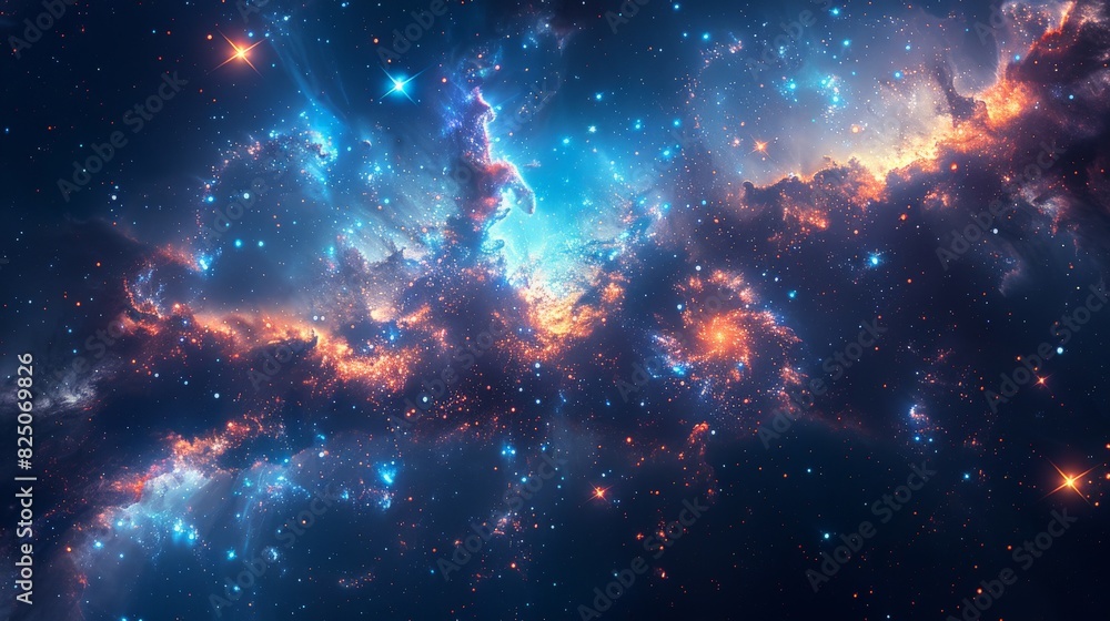 Wall mural a galaxy pattern design that uses repeating motifs of stars and celestial bodies to create a visuall