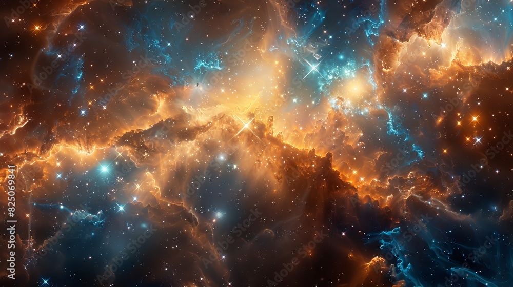 Wall mural a galaxy pattern design that uses repeating motifs of stars and celestial bodies to create a visuall