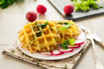 fried crispy vegetable potato waffles
