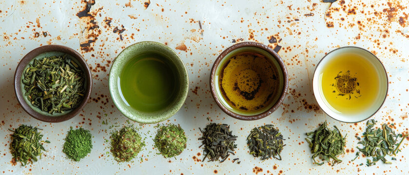 set of making green tea 