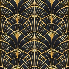 Art Deco Seamless Pattern with Geometric Shapes and Sleek Lines

