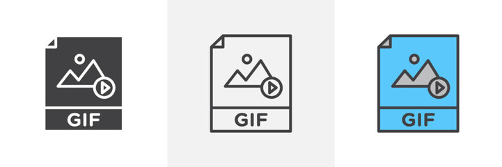 Gif icon set. Animation GIF vector symbol and graphical file icon.
