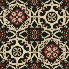 Gothic Revival Seamless Pattern with Intricate Medieval Motifs

