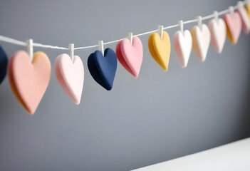 Heart garland made of felt