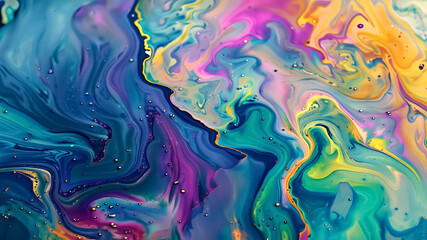 Vibrant fluid art with swirling abstract patterns embodies modern creativity, offering a dynamic feel
