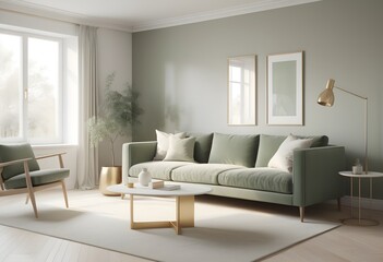 white and gold theme interior modern minimalism photo realism