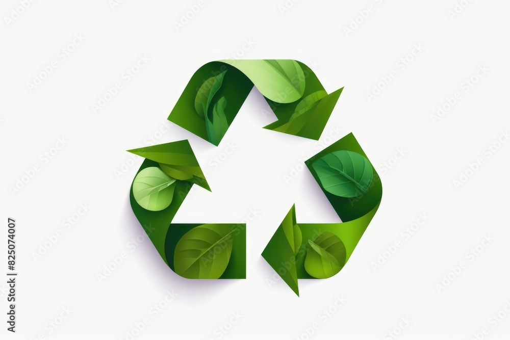 Poster a green leafy symbol with arrows pointing in different directions. the symbol is meant to represent 