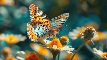 Obraz premium Attractive Spicebush Swallowtail butterfly sitting on a flower