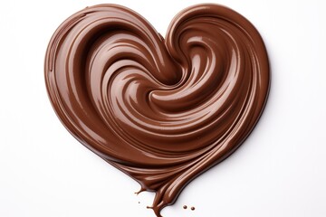 A heart made of chocolate sauce. The chocolate is thick and creamy, and the heart is shaped like a swirl. Concept of indulgence and sweetness, as if the chocolate is a delicious treat to be savored