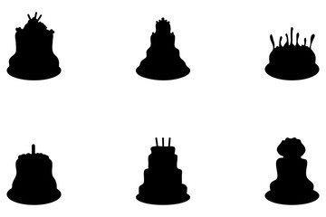 Silhouette of birthday cake. Vector celebration flat illustration