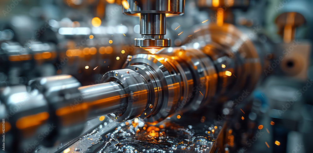 Leinwandbilder high-tech cnc machine at work in a subtly lit industrial environment. generative ai.