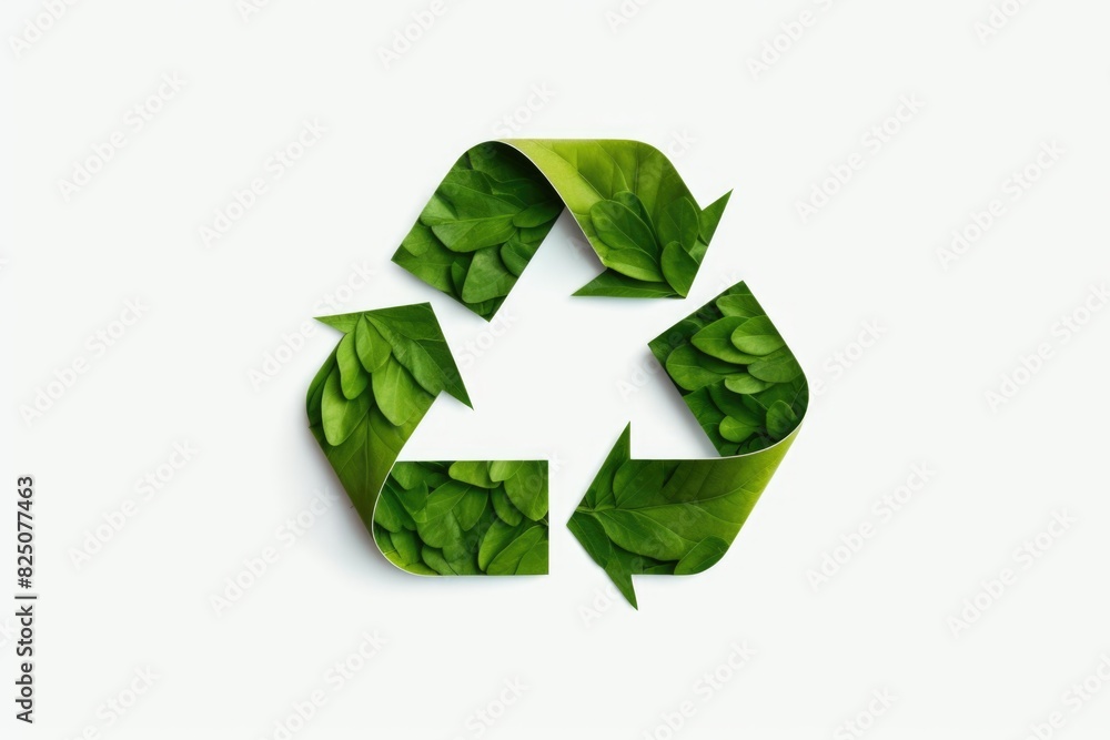Poster a green leafy symbol with arrows pointing in different directions. the symbol is a representation of