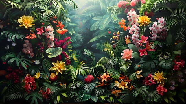 lush botanical garden, alive with vibrant colors and fragrances