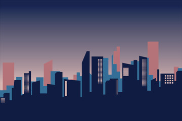 city pink night illustration