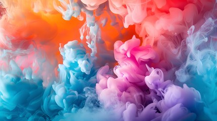 Fototapeta premium Colorful smoke background, colorful color scheme, colorful ink flow background, colorful abstract painting background, colorful paint and fluid combination. 